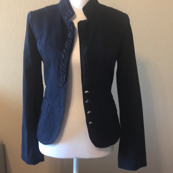 J Crew dark blue emperor collar canvas jacket - Picture 1 of 8